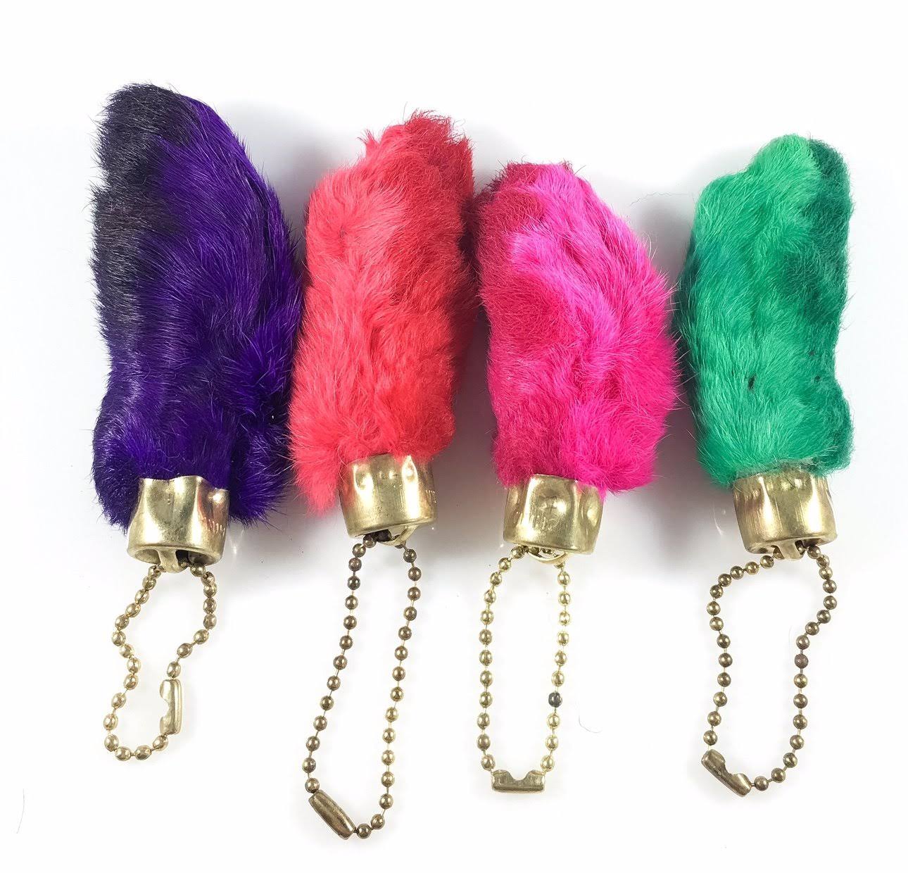 Dangerous Threads Rabbit Rabbits Foot Keychain Bright Assorted Colors 4 Pieces